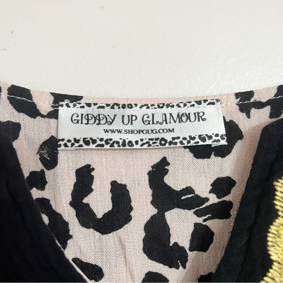 Giddy Up Glamour Dress Womens 3XL Multicolor Floral Lined Embroidered Leopard - Picture 3 of 9